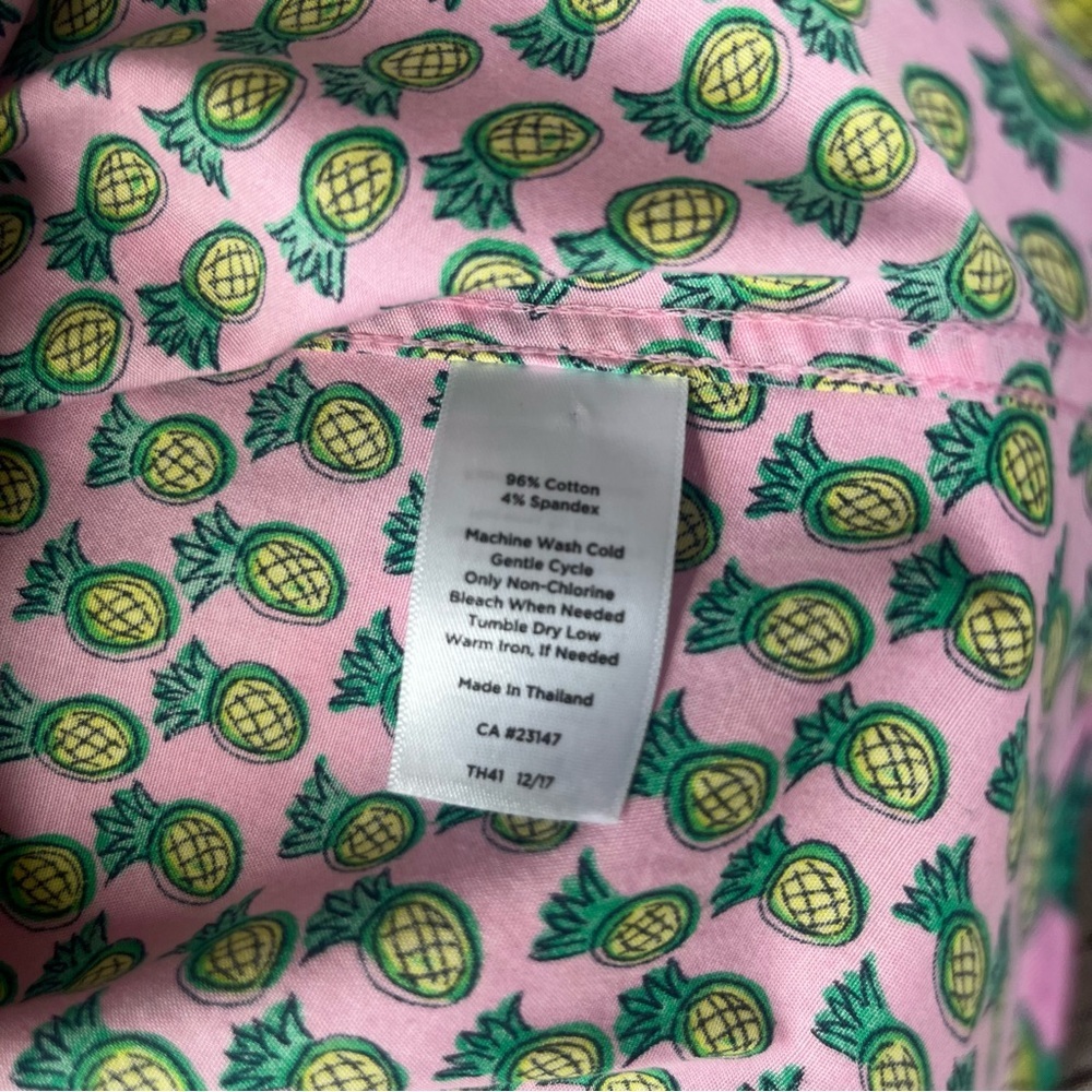 Talbots No-Iron Scalloped Edge Pineapple Print Sleeveless Blouse Size 10 - Picture 7 of 9